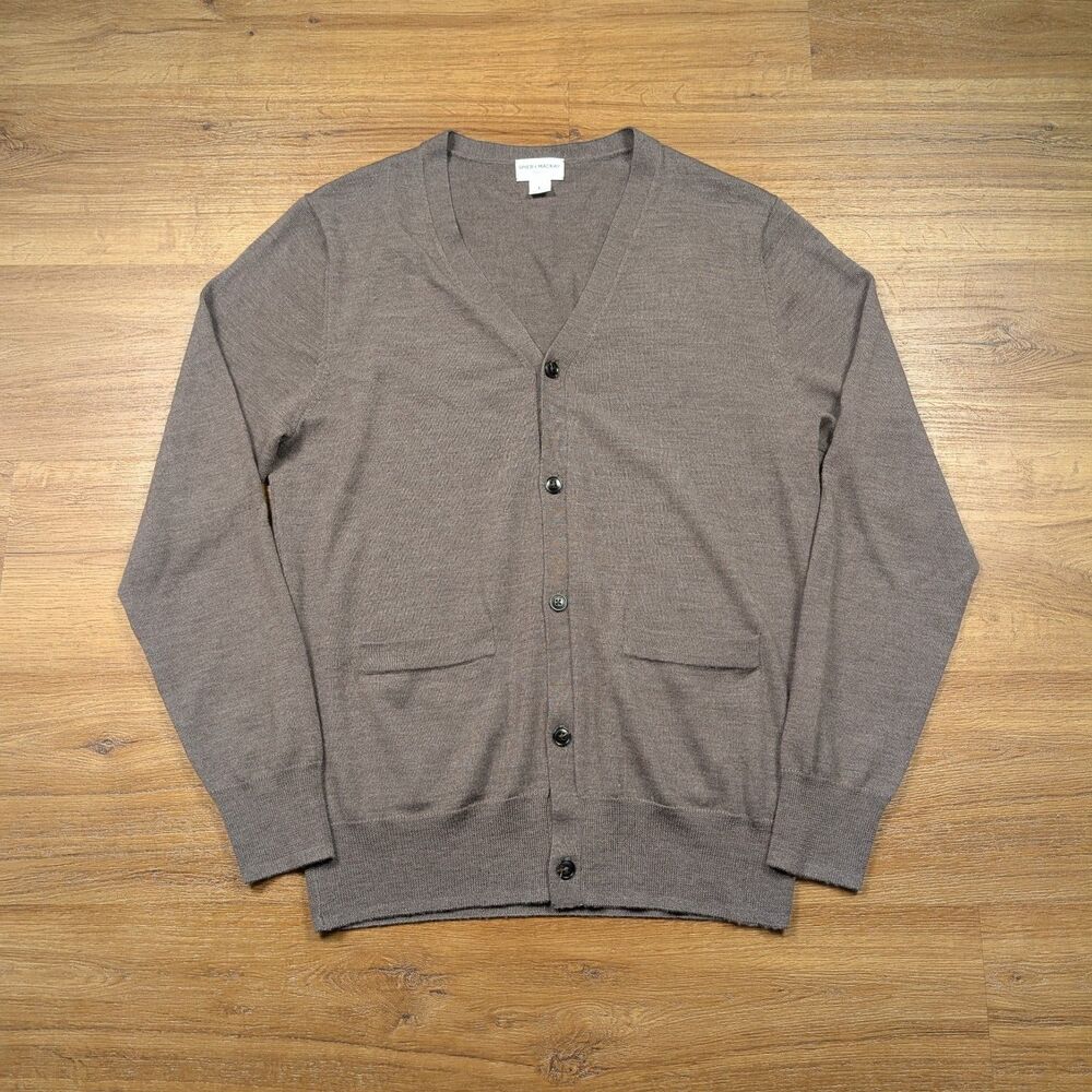 Spier & Mackay 100% Merino Wool V-Neck Cardigan Sweater Mens Large Brown Button